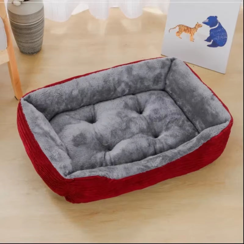 Square Dog Bed - Plush Calming Sofa for Small to Medium Pets