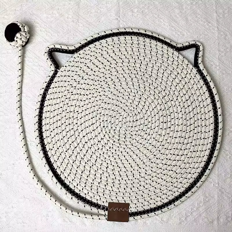 Cat Carpet One-Piece Design Cat Scratch Mat Funny Cat Toys Cat Ear Design Scratching Mat round for Wall Pet Product
