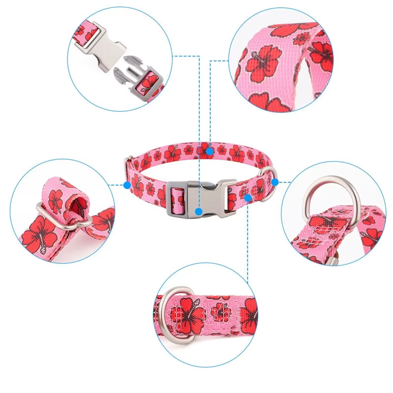 Creative Nylon Dog’S Neck Collar Printing Adjustable Unisex Accessories for Kitten Walking Exercise Durable Pet Puppy Necklace