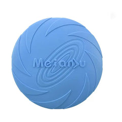 An arctic azure blue bite-resistant soft plastic dog flying disc toy designed for long-distance outdoor fetch and agility training.