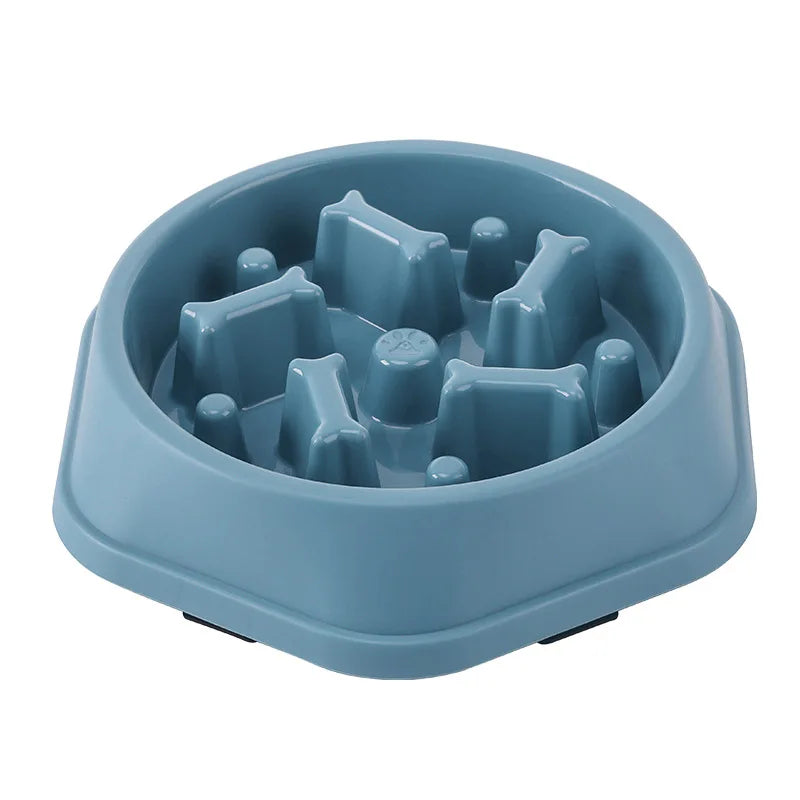 Pacific Azure blue slow feeder dog bowl with an internal dog bone-shaped maze for healthy eating.