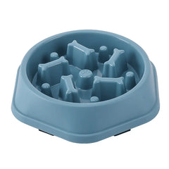 Pacific Azure blue slow feeder dog bowl with an internal dog bone-shaped maze for healthy eating.