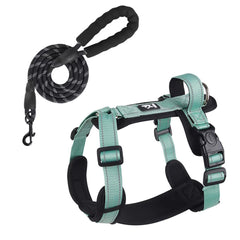 A Tactical Forest Green breathable pet harness with reflective safety webbing and adjustable chest straps.