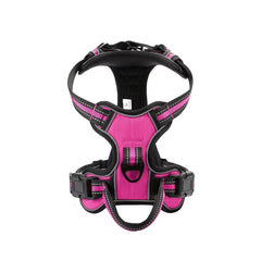 A soft Blush Petal Rose pink reflective dog vest with dual-point traction and adjustable alloy buckles.