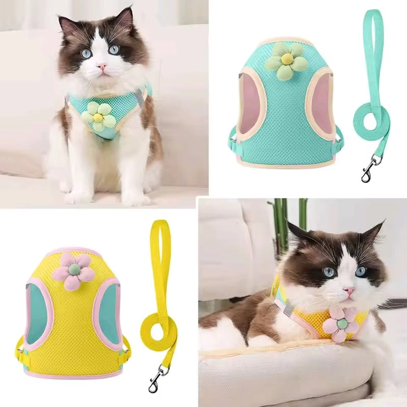 Puppy Dog Reflective Pet Harness and Leash Set for Dog &Cat No Pull Dog Vest Harness with Breathable Mesh Chest Straps