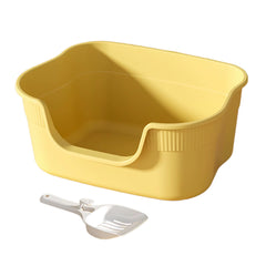 Semi Enclosed Cat Litter Box anti Splashing Cat Toilet Sand Box with Litter Shovel Pet Bedpan Tray Pet Cleaning Supplies