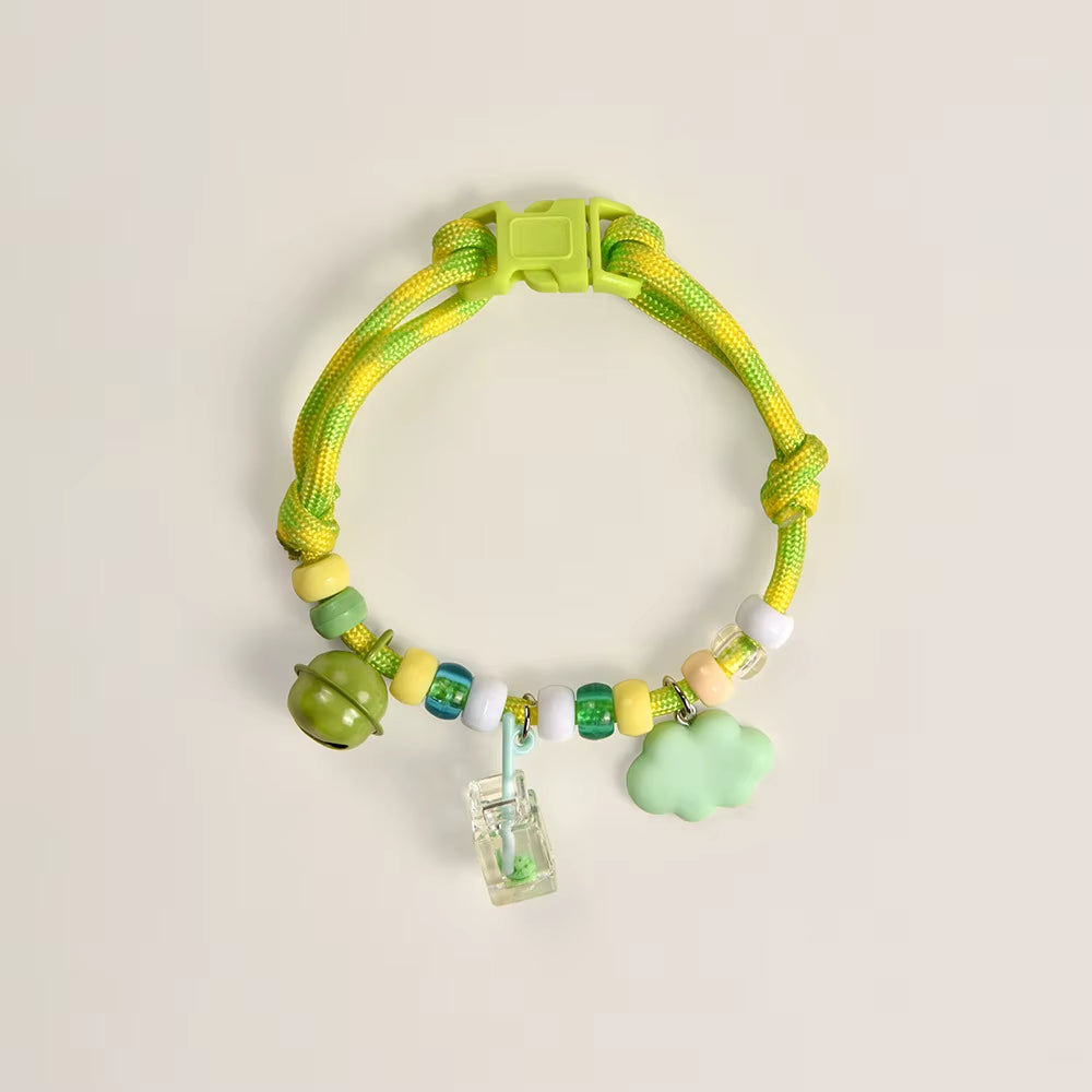 Pet Beaded Necklace Accessories, Skin-Friendly Rope Neck Collar, Dog and Cat Bell Collar to Prevent Getting Lost
