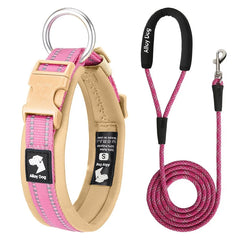 ComfortRide Non-Choke Breathable Dog & Cat Collar and Leash Set – Soft Neoprene Padded Safety Reflective Matching Pet Collar & Leash Bundle