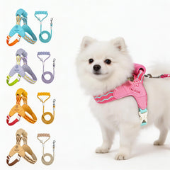 Breathable Soft Mesh Dog Harness - Lightweight Escape-Proof Cat Vest - Light Blue, Pink, Cream, Purple