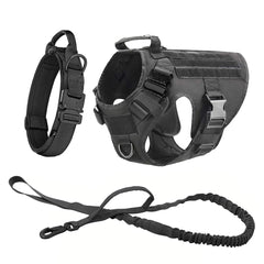 Tactical Dog Harness Leash Collar Molle Pouches for Medium Large Dogs Training Military Pet Vest Adjustable Service Dog Harness