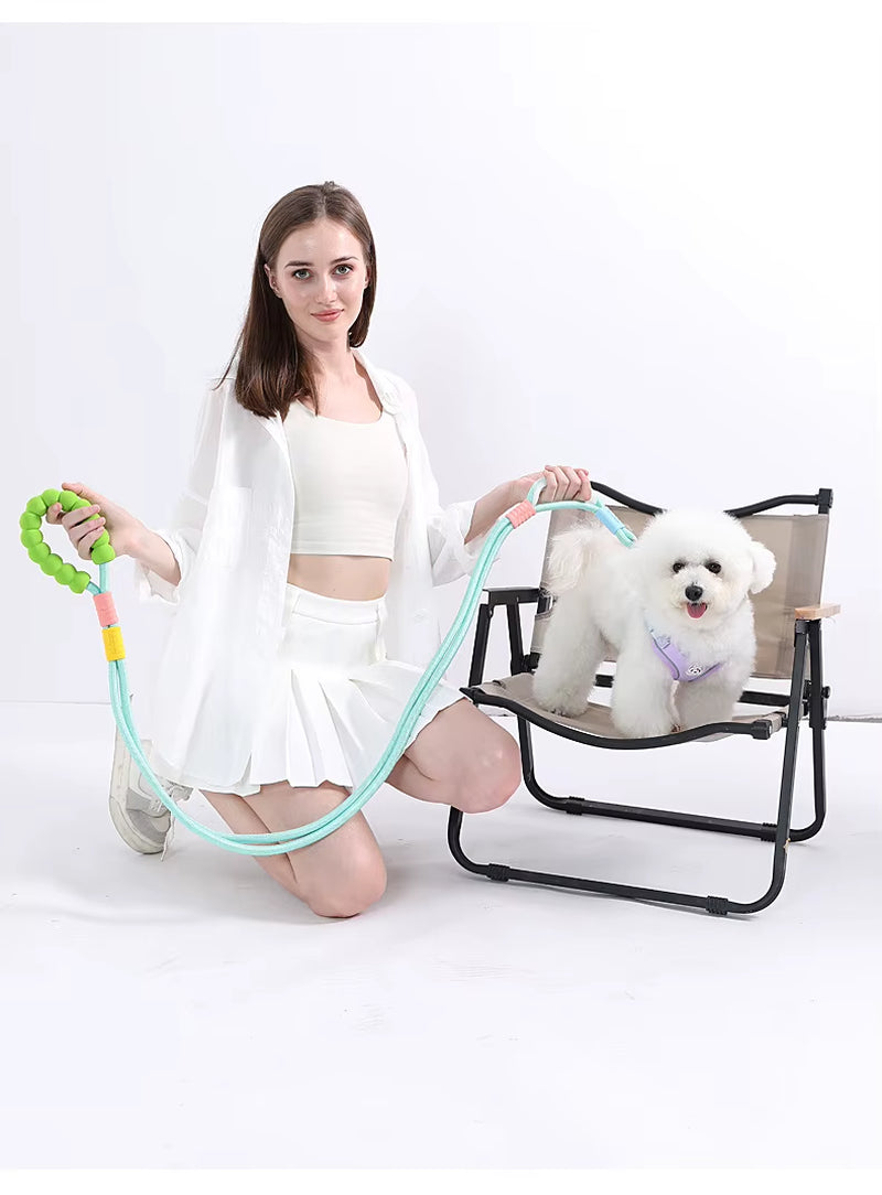 New Pet P-Chain Explosion-Proof Punching anti Slip Wear-Resistant Cotton Candy Traction Rope for Walking Dog