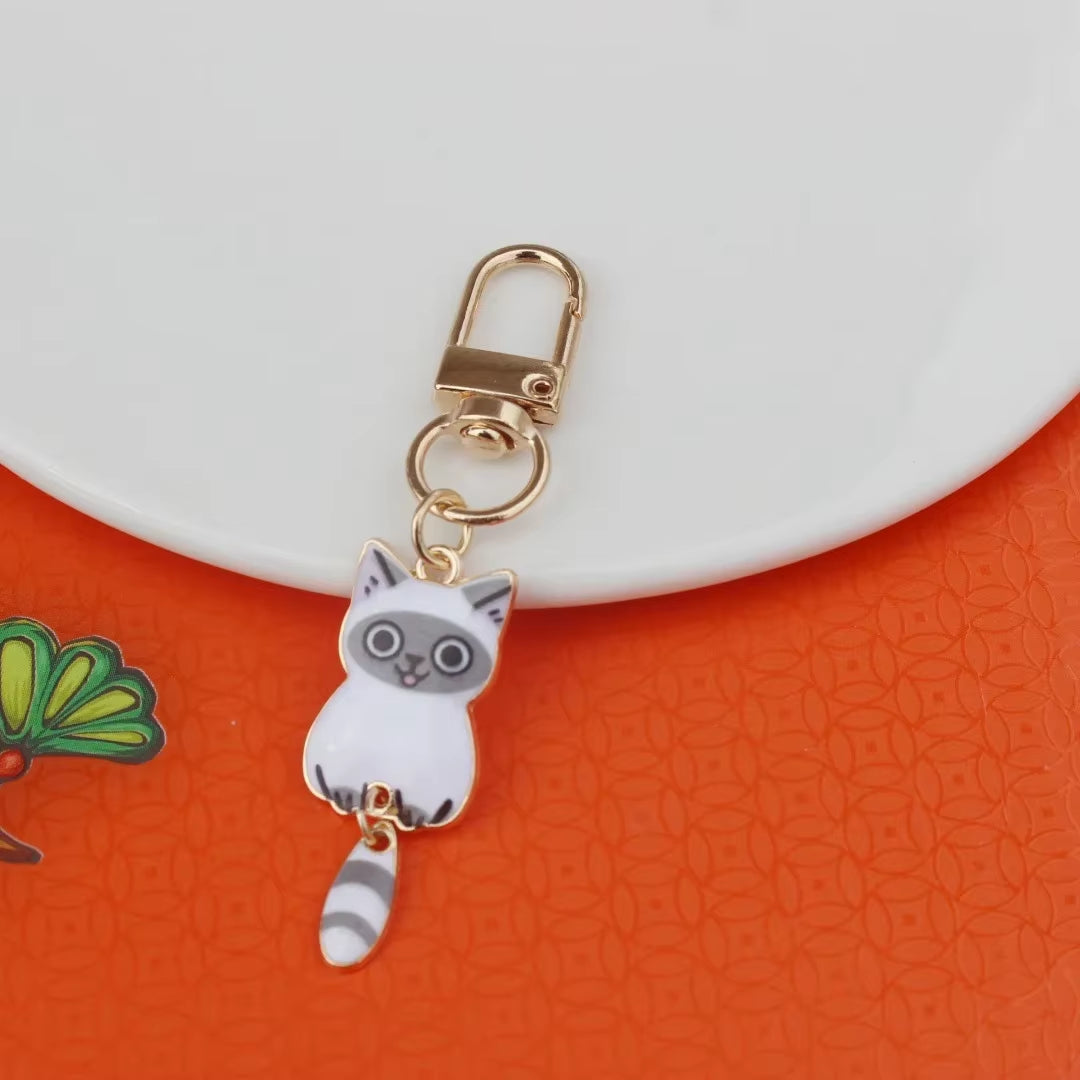 Elegant Keycat Valentine Keychain - Charming Small Animal Metal Keyring and Bag Pendant Gift