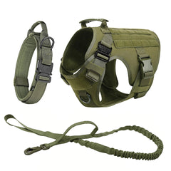 Tactical Dog Harness Leash Collar Molle Pouches for Medium Large Dogs Training Military Pet Vest Adjustable Service Dog Harness