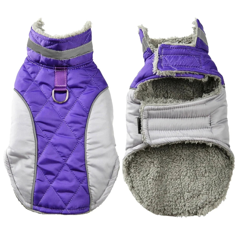Pawzation Quilted Reflective Dog Vest – Waterproof Winter Jacket with Integrated D-Ring