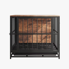 Dog Crate Furniture,Wooden Dog Kennel Indoor,Heavy Duty Dog Cage with Removable Tray, Dog House Double Doors Pet Crate Side