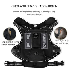 Tactical Large Dog Harness & Leash Set - Explosion-Proof Traction Control Strap - Heavy-Duty Nylon Pet Chest Harness for Training