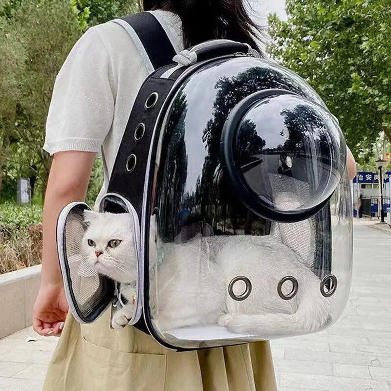 Transparent Pet Carrier Backpack - Breathable Space Capsule for Cats and Dogs, Portable Transport Solution