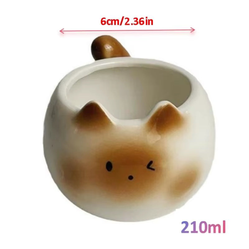 210ml Ceramic Mug Featuring Cartoon Siamese Cat - Underglaze Colored Coffee and Water Cup for Home Use, Ideal for Breakfast and Gifting