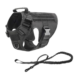 Tactical Dog Harness Leash Collar Molle Pouches for Medium Large Dogs Training Military Pet Vest Adjustable Service Dog Harness