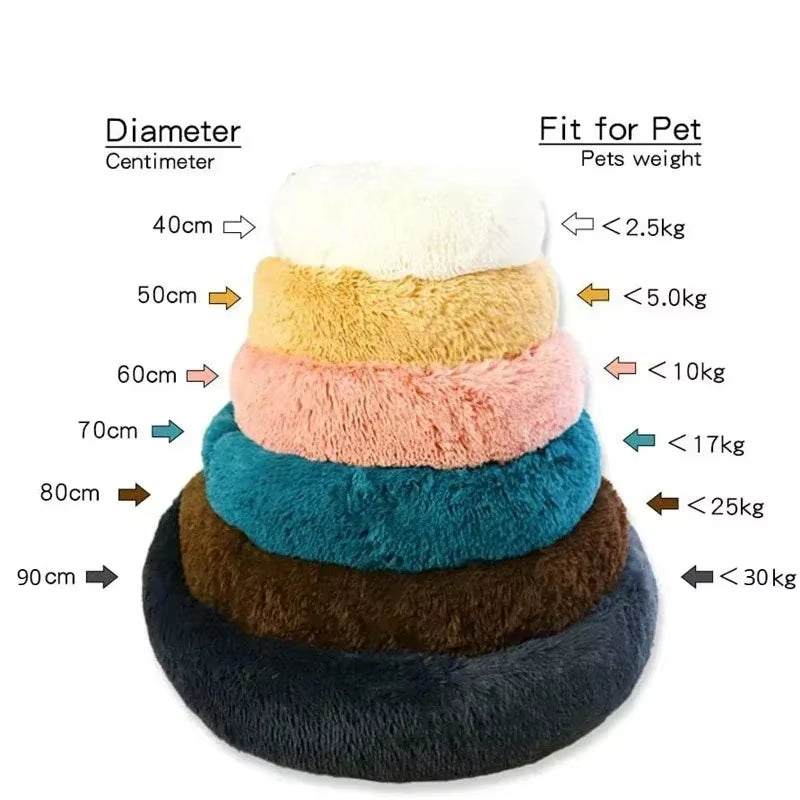 Round Plush Winter Pet Bed - Washable Basket for Small, Medium, and Large Dogs and Cats