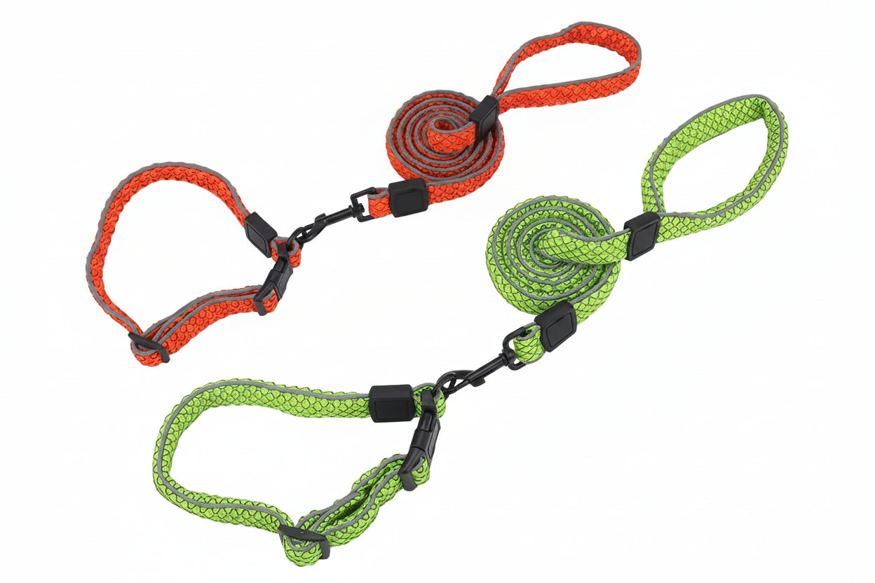 Set Pet Leash Collar Dog Walking Reflective Leashes