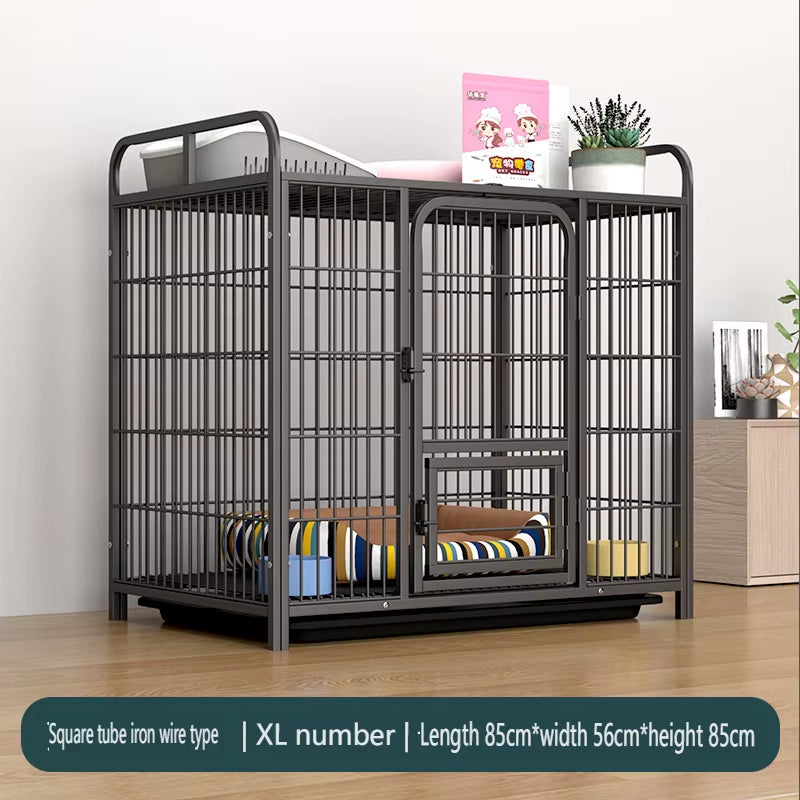 Dog Crate Furniture,Wooden Dog Kennel Indoor,Heavy Duty Dog Cage with Removable Tray, Dog House Double Doors Pet Crate Side