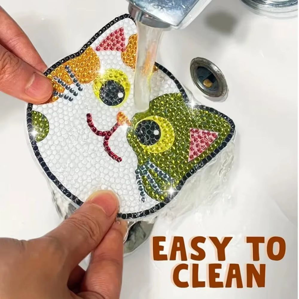 10pcs Diamond Cat Coasters Set