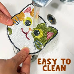 10pcs Diamond Cat Coasters Set