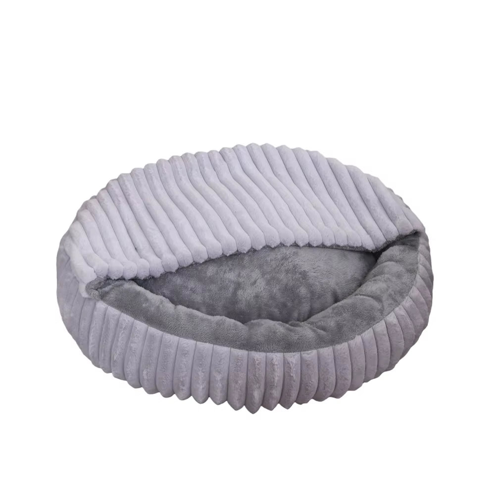 Misty Pebble gray cave-style dog bed for small and medium pets.