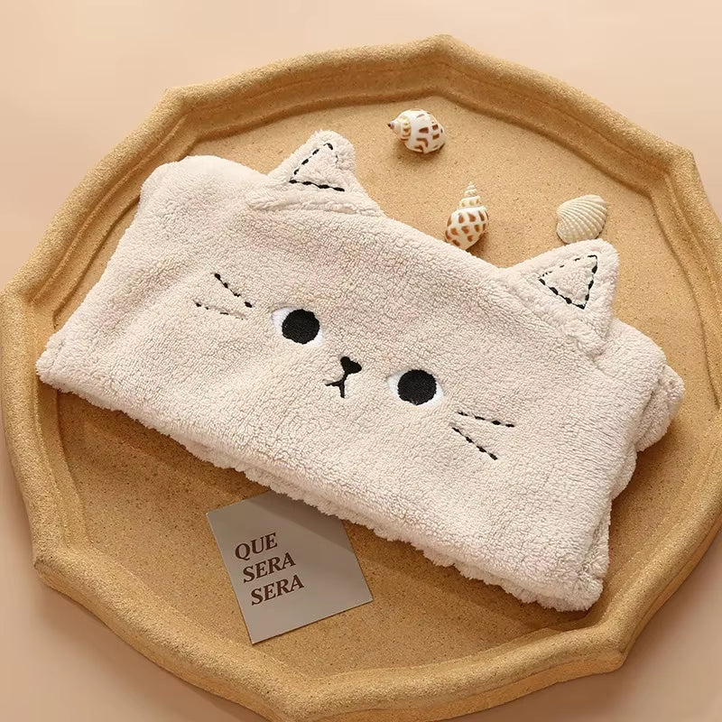 Cat Coral Fleece Head Bands for Women Cute Soft Hair Bows Headband Hairbands Wash Face Make up Turbans Bandage Girls Accessories