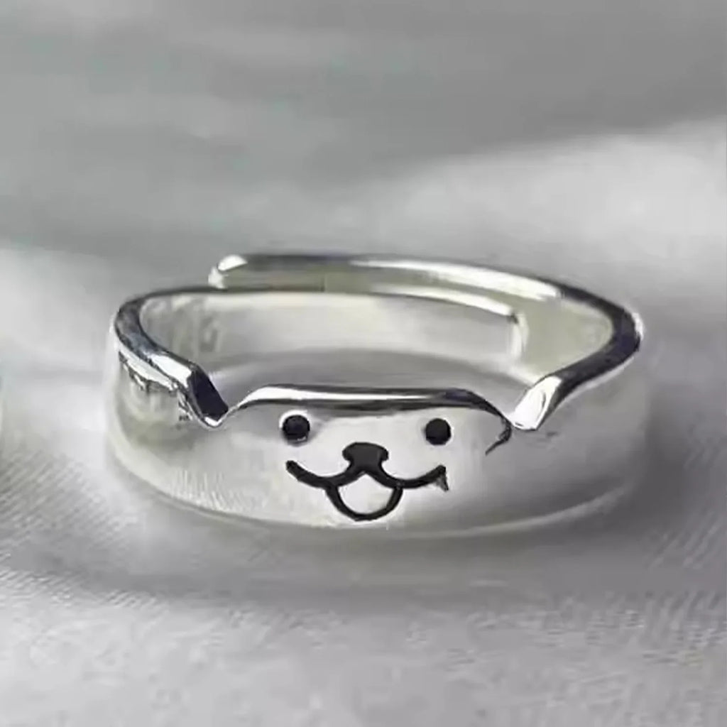 Handmade Adjustable Cat and Dog Couple Rings - Fashion Jewelry for Valentine's Day