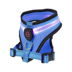 LED Light Dog Harness – USB Rechargeable Reflective Vest, Adjustable Soft Padded Mesh Harness for Small & Medium Dogs