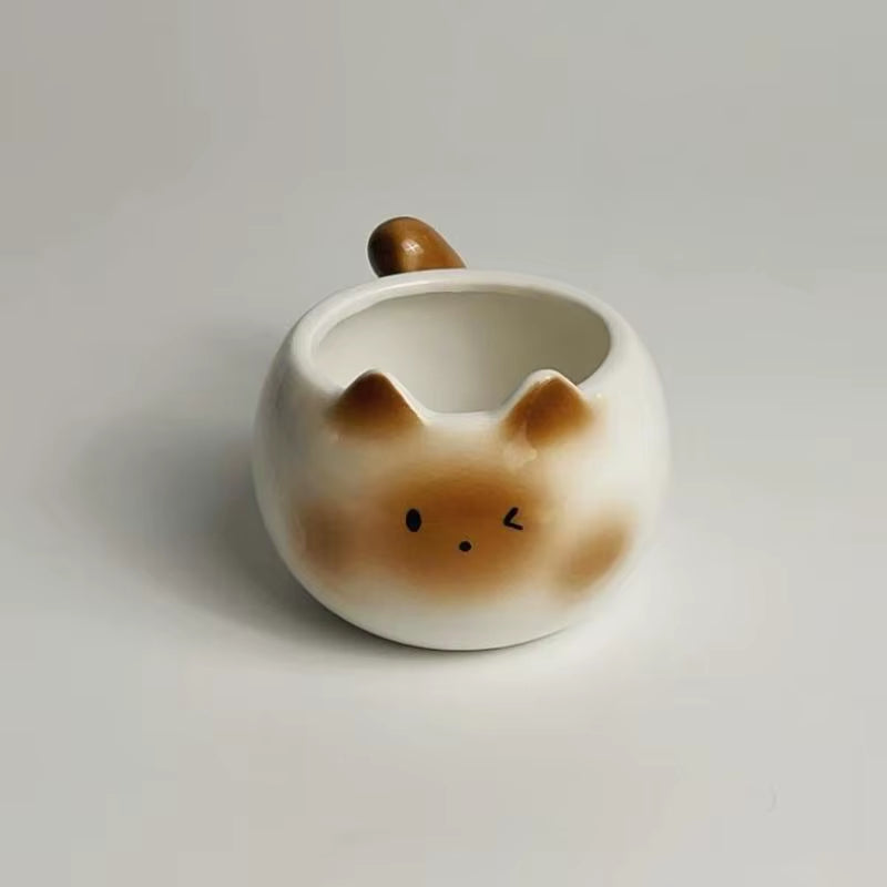 210ml Ceramic Mug Featuring Cartoon Siamese Cat - Underglaze Colored Coffee and Water Cup for Home Use, Ideal for Breakfast and Gifting