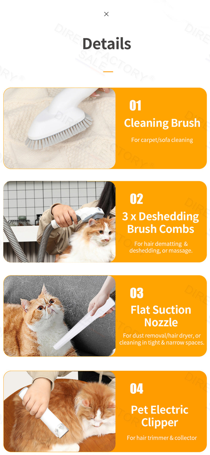 Pet Grooming Hair Dryer and Vacuum Cleaner Set with Clipper and Brush
