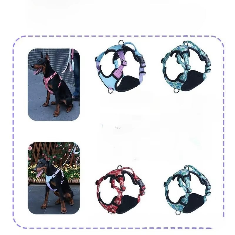 Adjustable Nylon Dog Harness Vest Reflective Soft Breathable No Pull Dog Harness Pet Harness Leash for Small Large Dogs