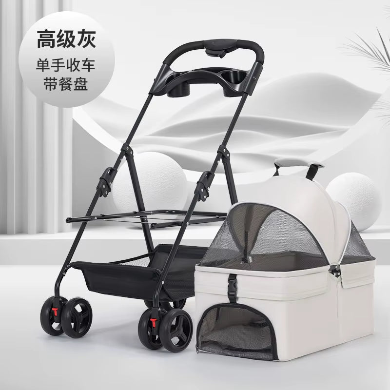 Lightweight Foldable Pet Cart for Small to Medium Dogs - Detachable Dog Walking Cart and Cat Carrier for Outings