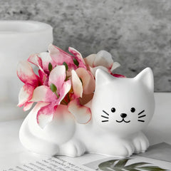 Cute Cat Ceramic Planter – Whimsical Indoor Pot for Succulents & Houseplants