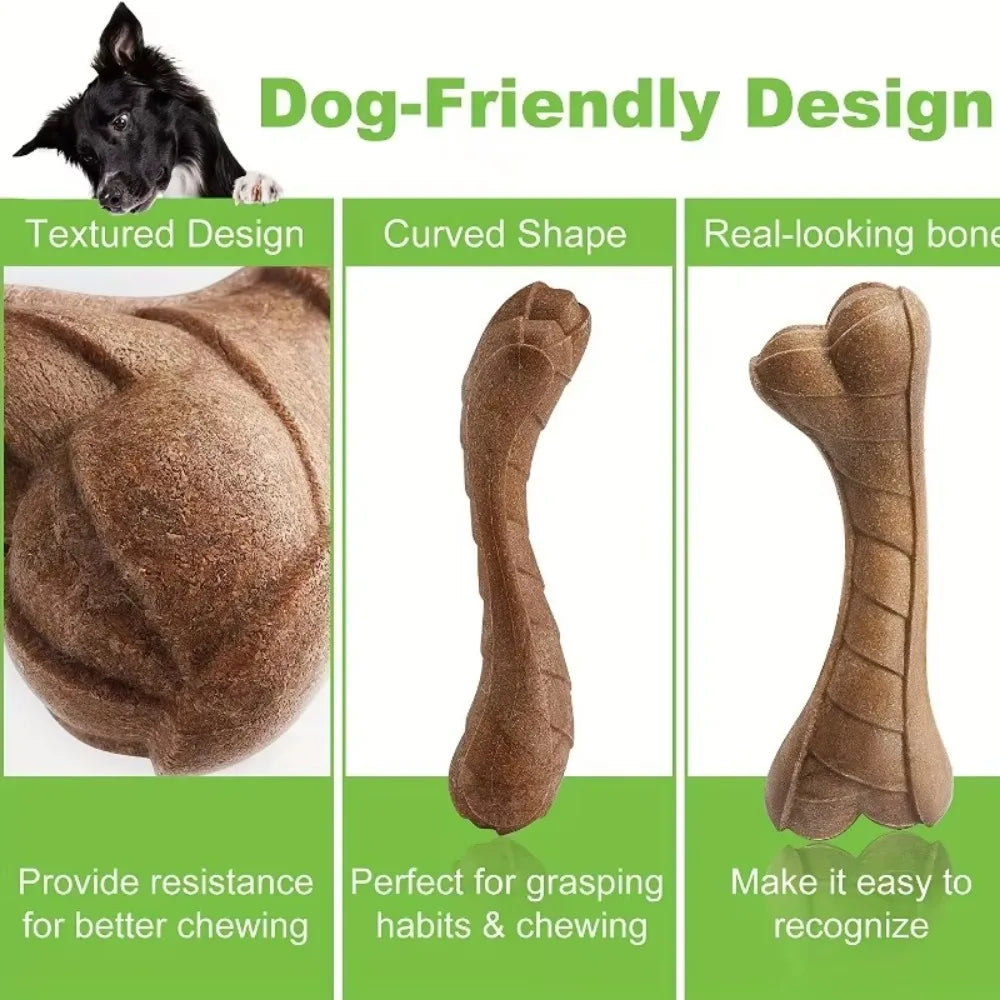 Simulation Beef Fragrance Wood-Composite Dog Bone Toy - S-Shaped Curved Teeth Sharpening Dental Care Stick for Small, Medium, and Large Dogs