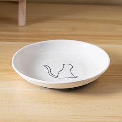 【E】Ceramic Cat Plates with Silicone anti Slip Pad Pet Cat Snack Bowl Cute Kitten Food Bowl Pet Kitten Water Bowl Pet Supplies