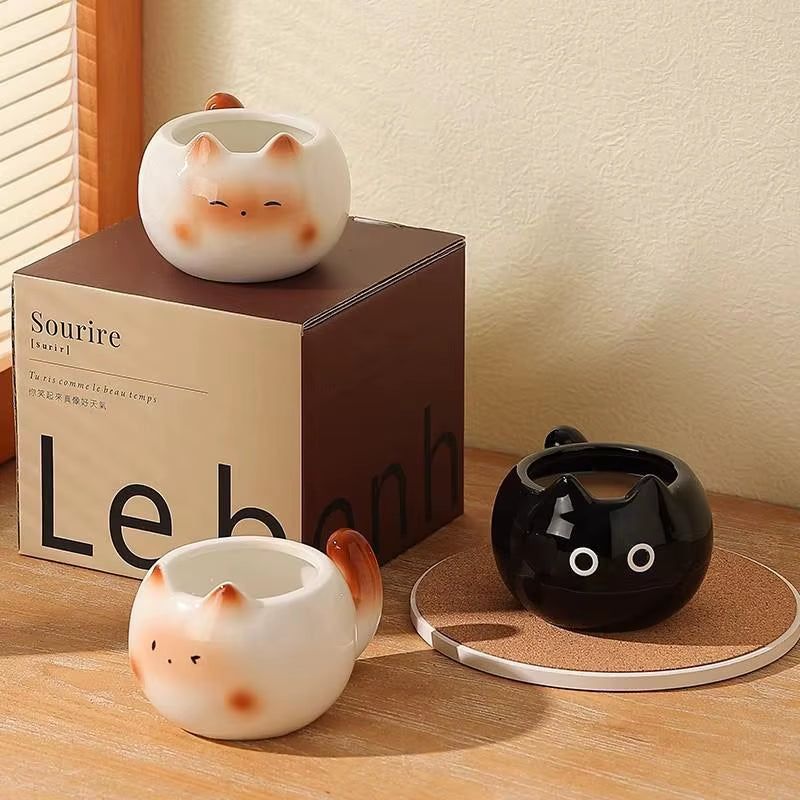 210ml Ceramic Mug Featuring Cartoon Siamese Cat - Underglaze Colored Coffee and Water Cup for Home Use, Ideal for Breakfast and Gifting