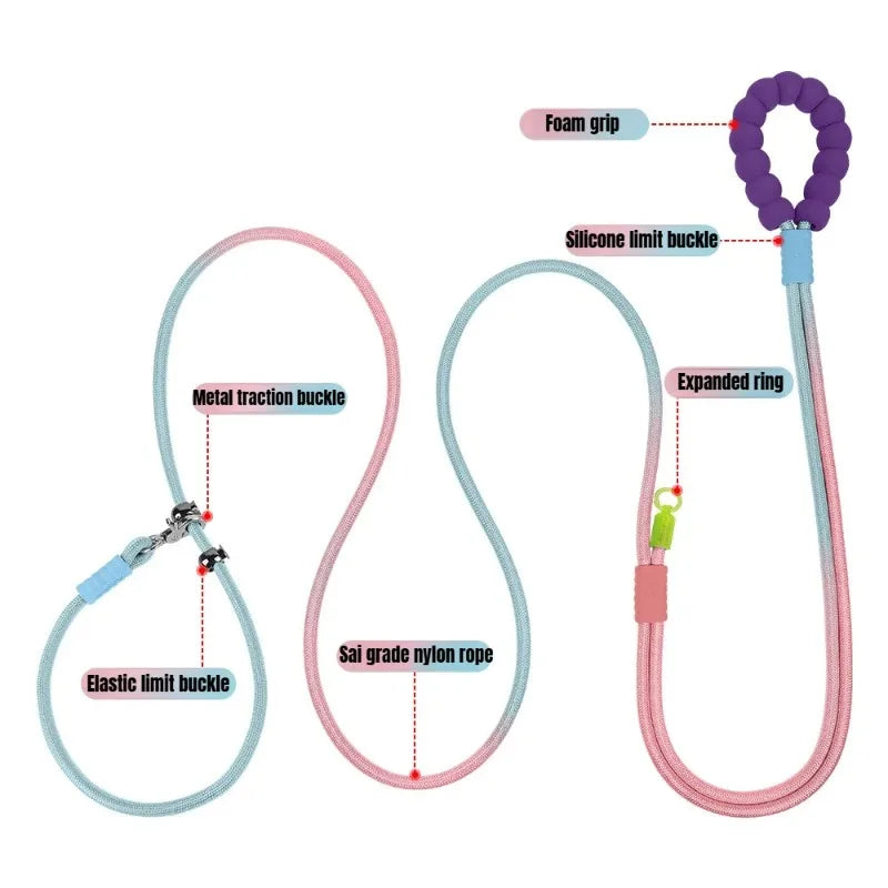 Hands-Free Crossbody Dog Leash with Poop Bag Holder - Reflective Elastic Buffer Shock-Absorbing Traction Rope and Dog Waste Bag Case Set for Small & Medium Breeds