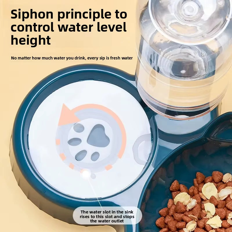 Automatic Cat Bowl Double Bowl Neck Protection Pet Supplies anti Flip Dog Feeding Water Bowl Plastic Material Home Goods