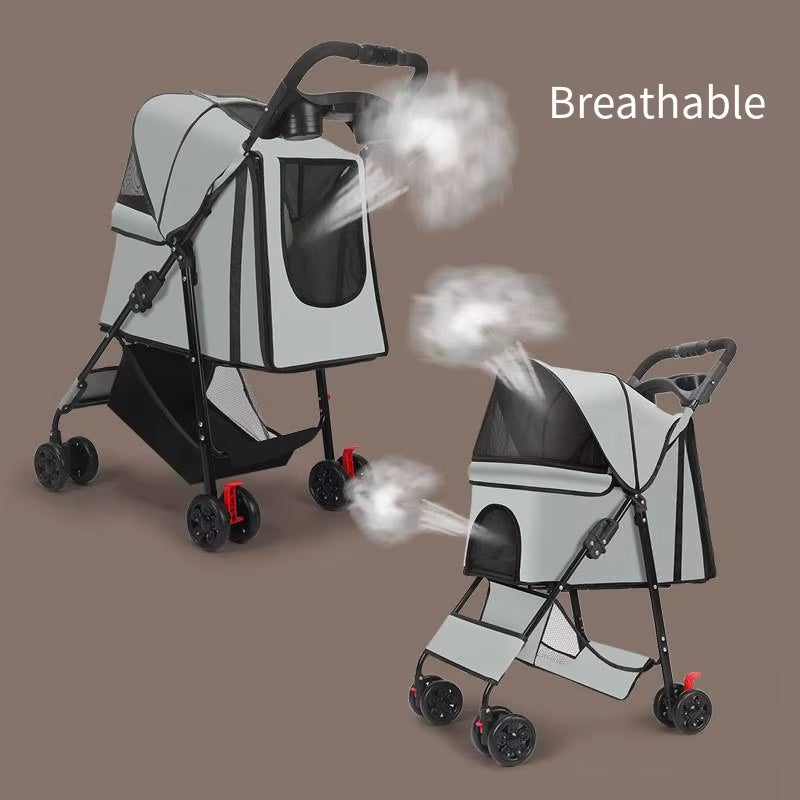 High Quality Pet Stroller Teddy Cat and Dog Stroller Small Lightweight Foldable Outdoor Stroller Suitable for Outdoor Activities