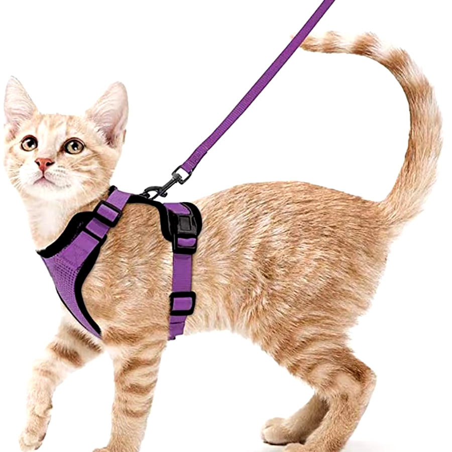 Cat Harness and Leash Set for Walking - Escape-Proof Adjustable Soft Vest Harness for Cats with Easy Control
