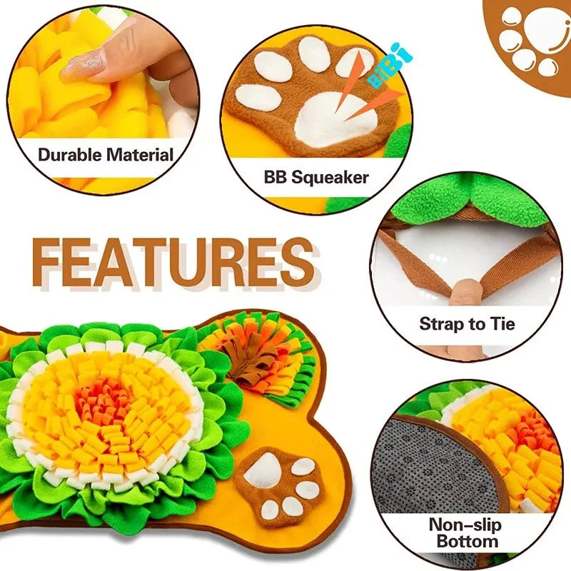 Interactive Dog Snuffle Mat - Educational Puzzle Slow Feeder & Anti-Anxiety Foraging Mat