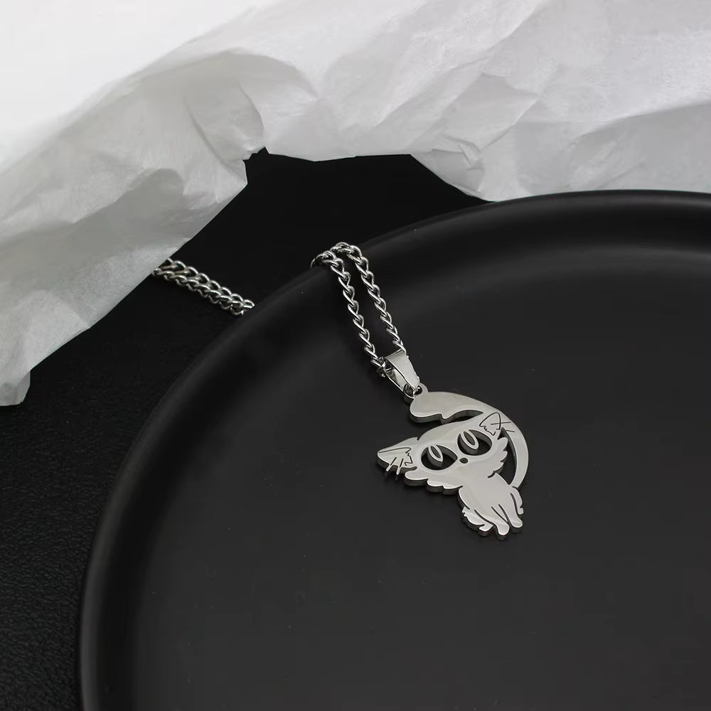 Daijin Cat Pendant Necklace - Anime-Inspired Titanium Steel Jewelry for Couples and Cosplay Enthusiasts