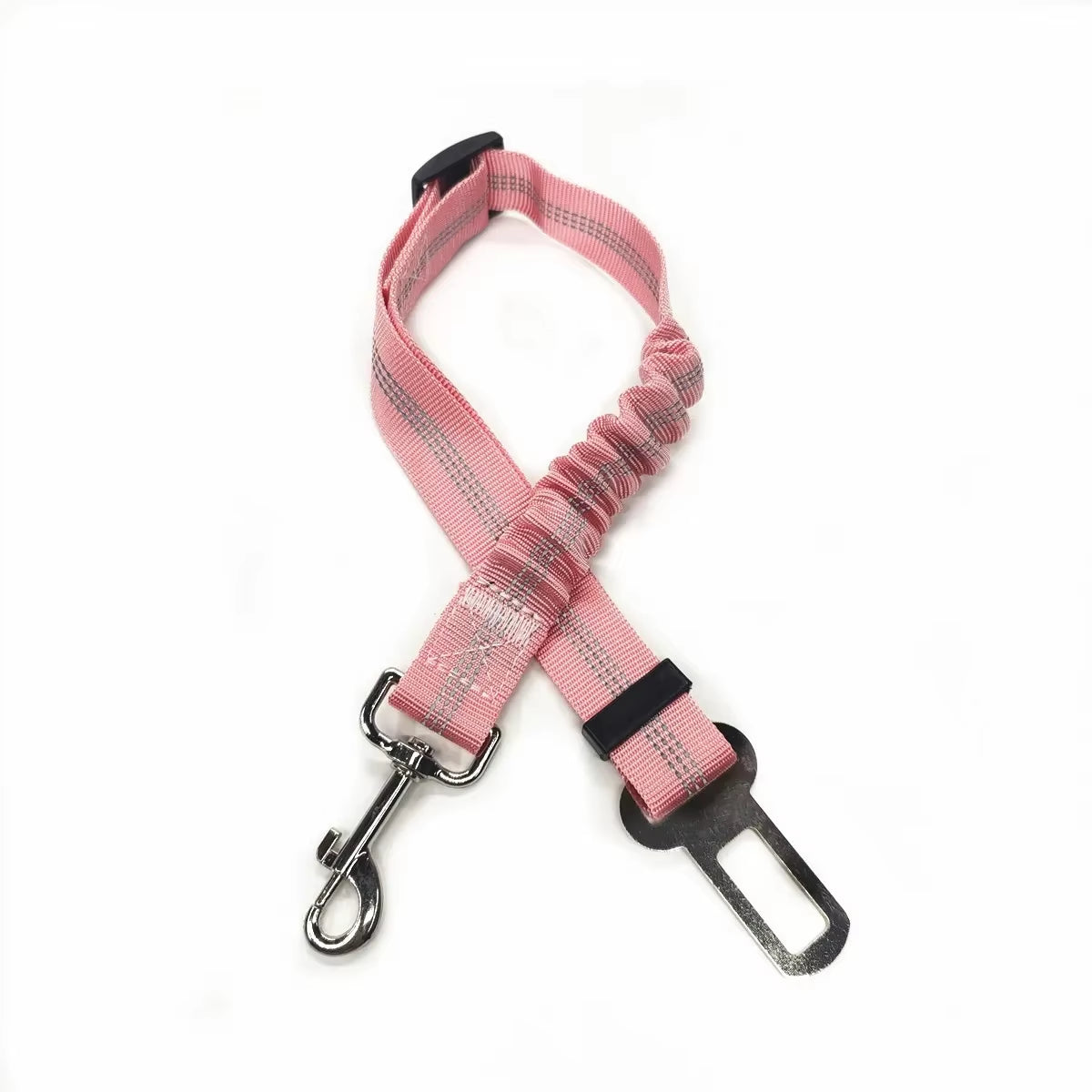 Adjustable Reflective Dog Car Seat Belt Harness with Cushioning and Elasticity for Safe Travel