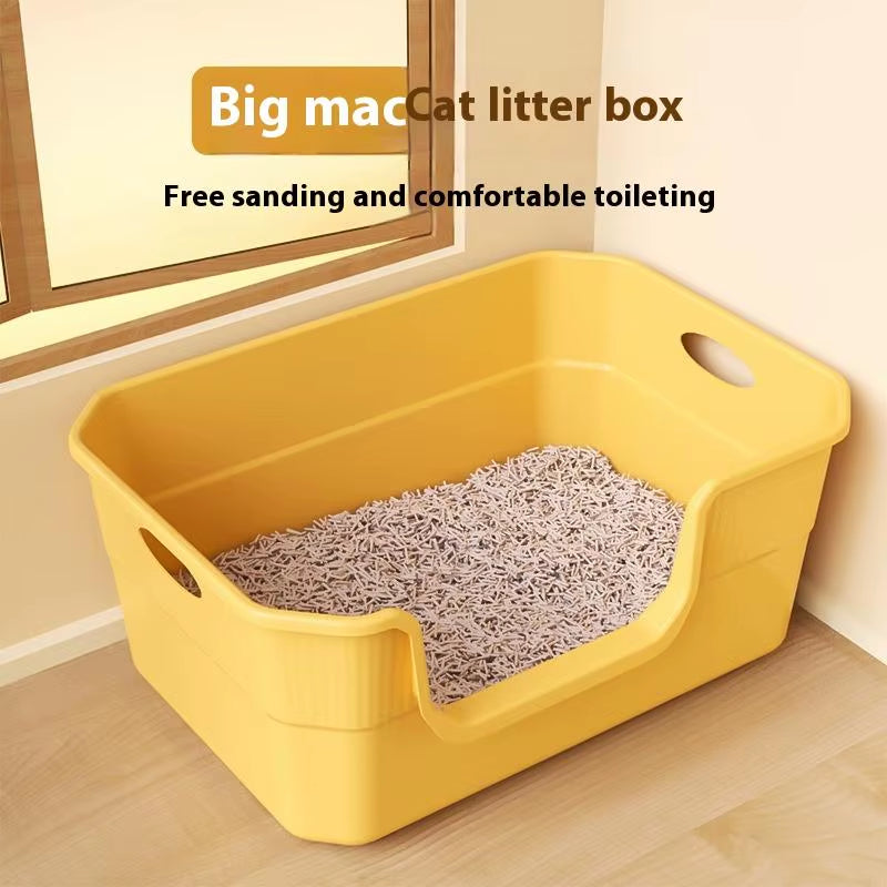 Open-Top Cat Potty Cat Garbage Odor-Resistant Bin Large Capacity Large Size Semi Enclosed Anti-Spla Cat Toilet Pet Supplies