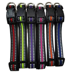 Reflective Dog Collar for Small to Large Dogs - Adjustable Safety Nylon Puppy Collar - High-Visibility Sturdy Neck Collar for Night Walking