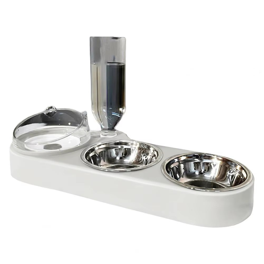 High-Capacity Pet Feeder Bowl Set with Beveled Mouth Automatic Drinking Water Splash-Proof